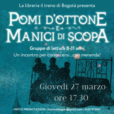 (Italiano) 27 marzo – Presentazione di POMI D’OTTONE E MANICI DI SCOPA, gruppo di lettura 8-11 anni